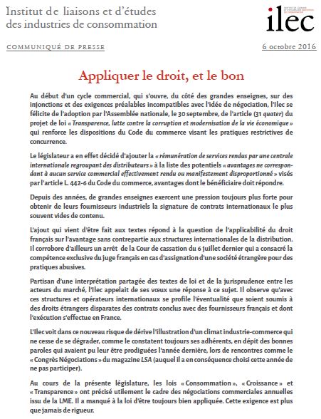 Appliquer le droit, et le bon (Communiqué de presse)