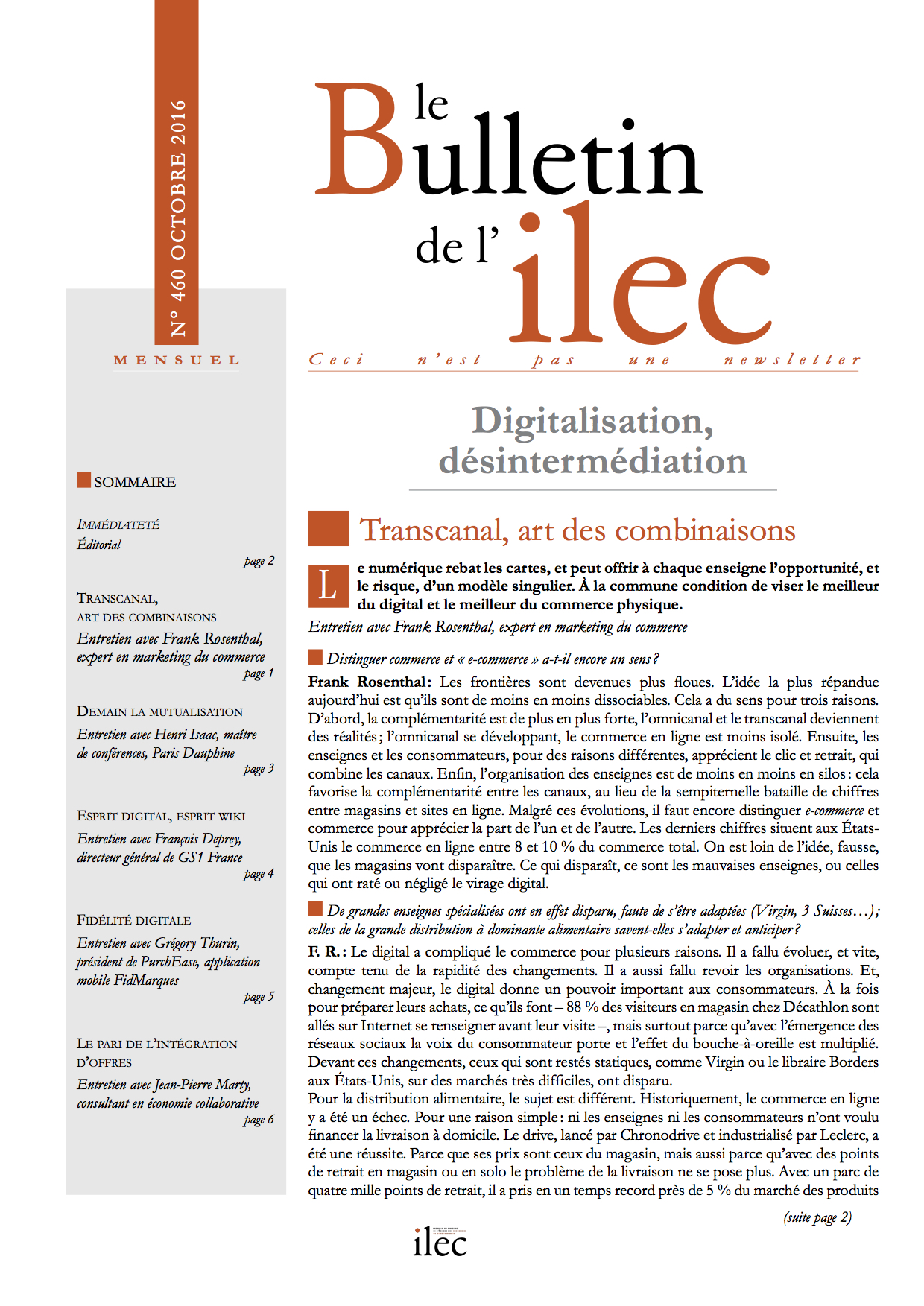 Digitalisation, désintermédiation  (octobre 2016)