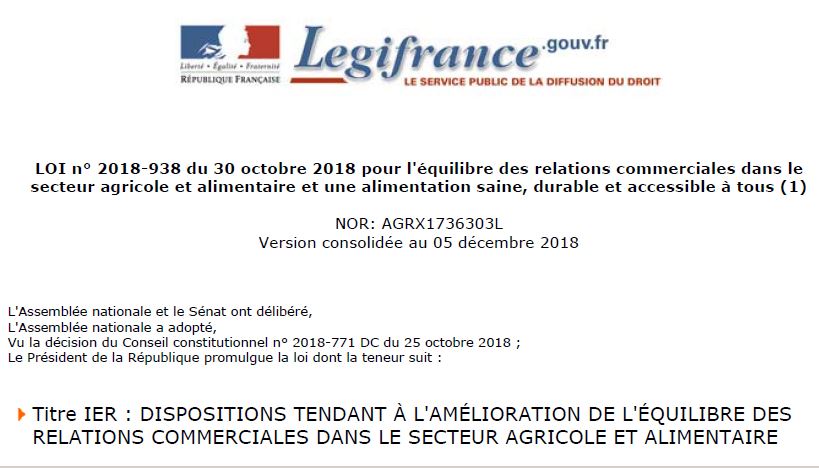 Loi “Égalim”