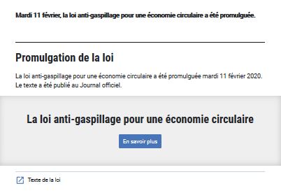 Loi relative à la lutte contre le gaspillage et à l'économie circulaire