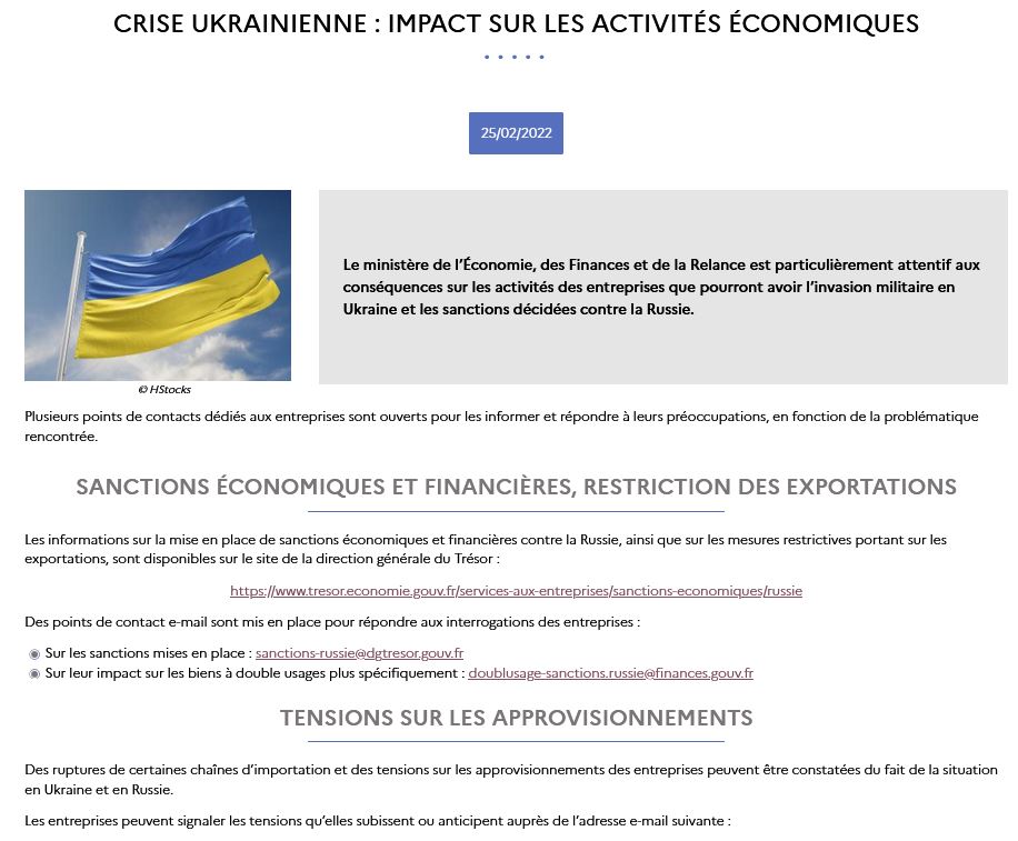 Crise ukrainienne : le gouvernement appelle les entreprises en difficulté à se signaler